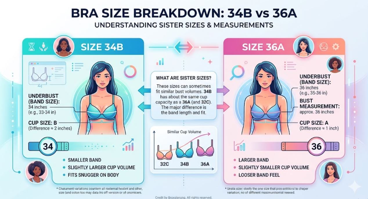 34b vs 36a boobs size
